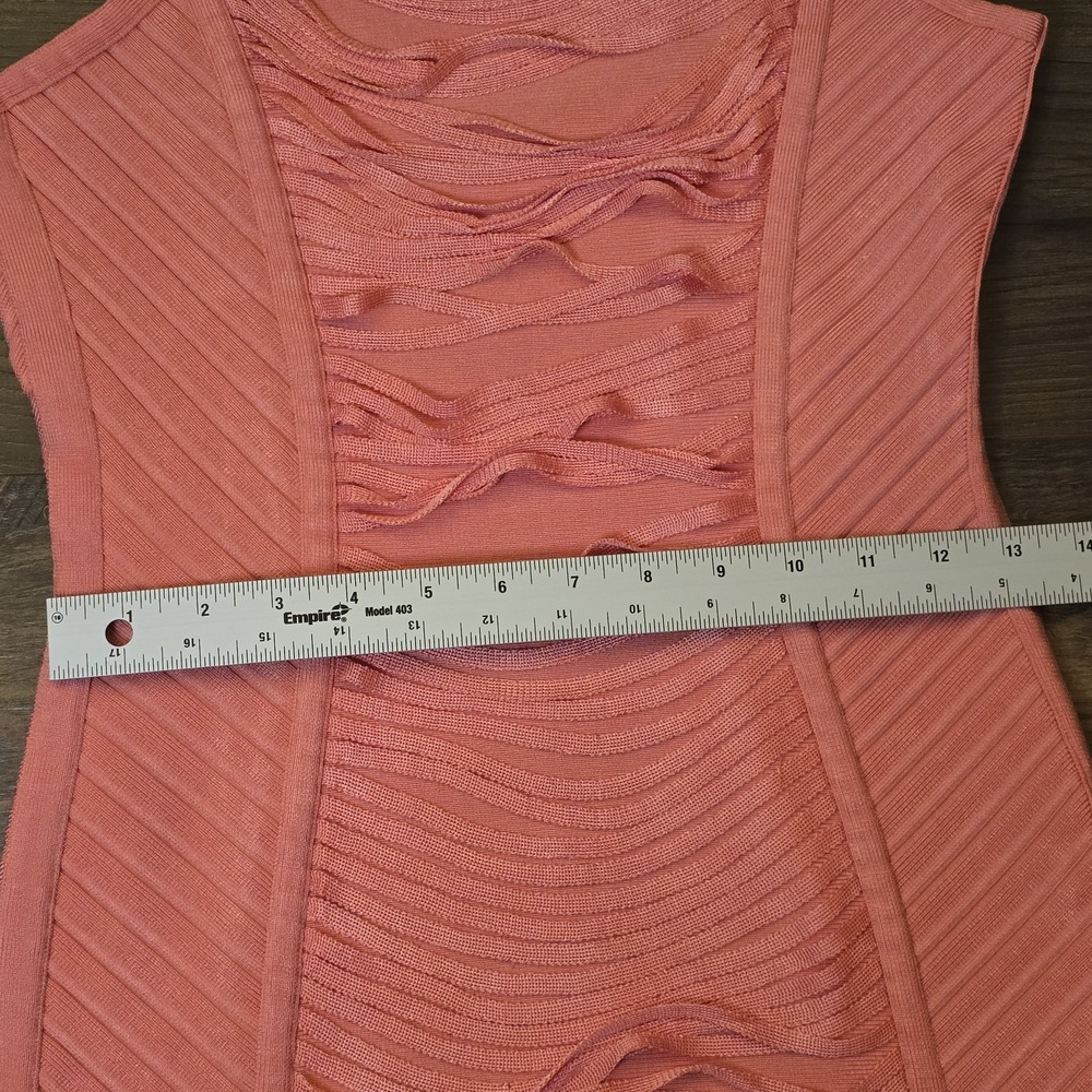 Stretta Bandage Bodycon Mini Dress M Pink‎ Salmon Peach Party Clubwear Y2K - Picture 13 of 13